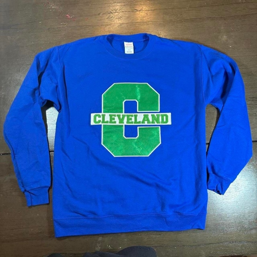 Hanes Cleveland Crewneck Sweatshirt Royal Blue Medium